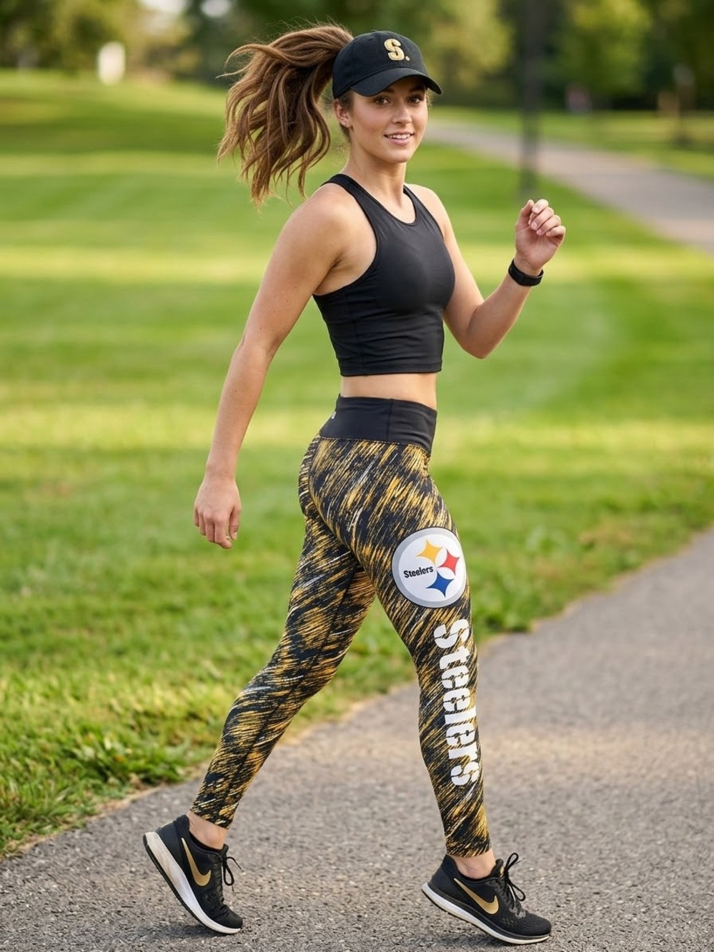 Steelers Women's Black & Yellow Performance Leggings